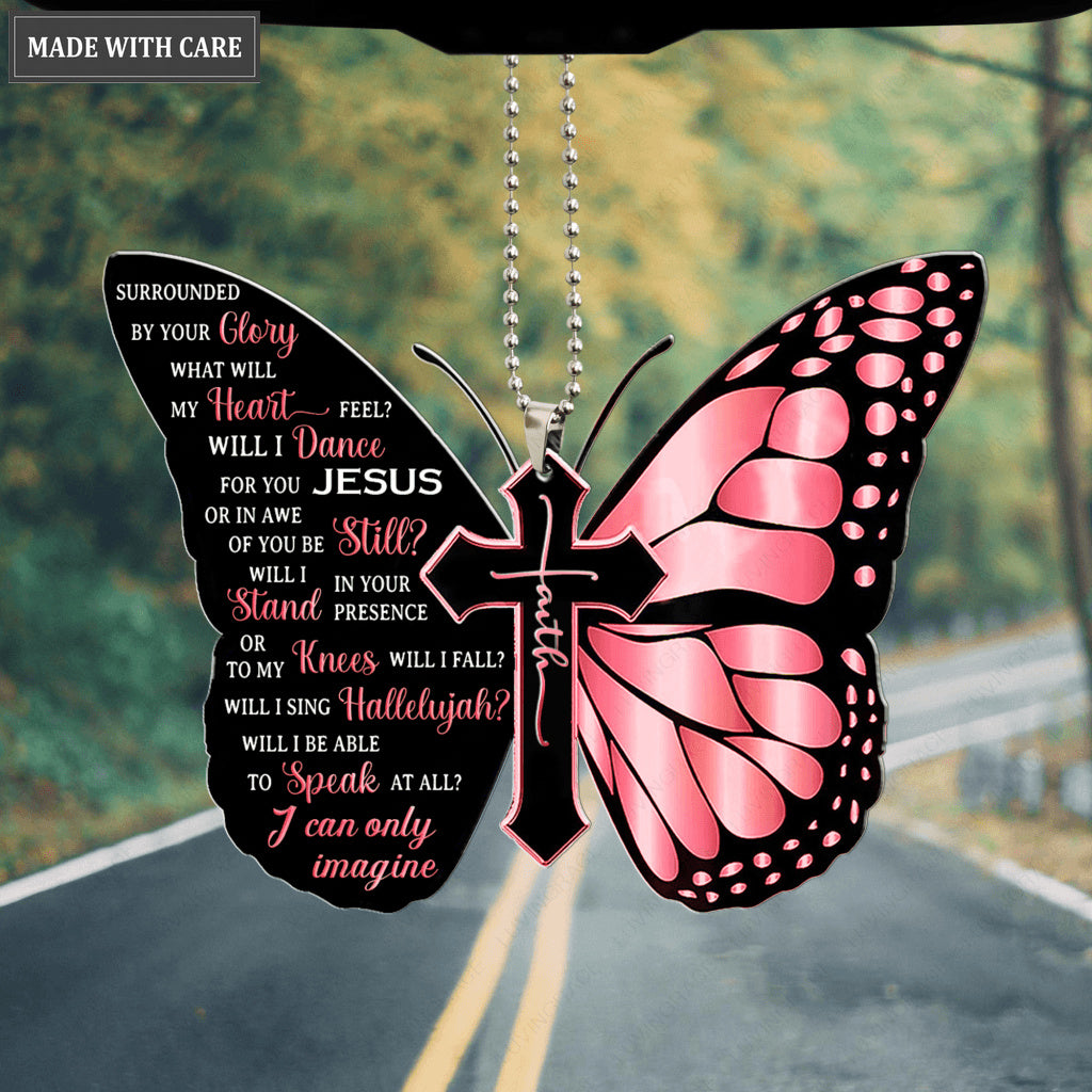 Pink Butterfly Surrounded By The Glory Car Hanging Ornament