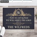 Golden Monogram Luxury Serve The Lord Personalized Doormat