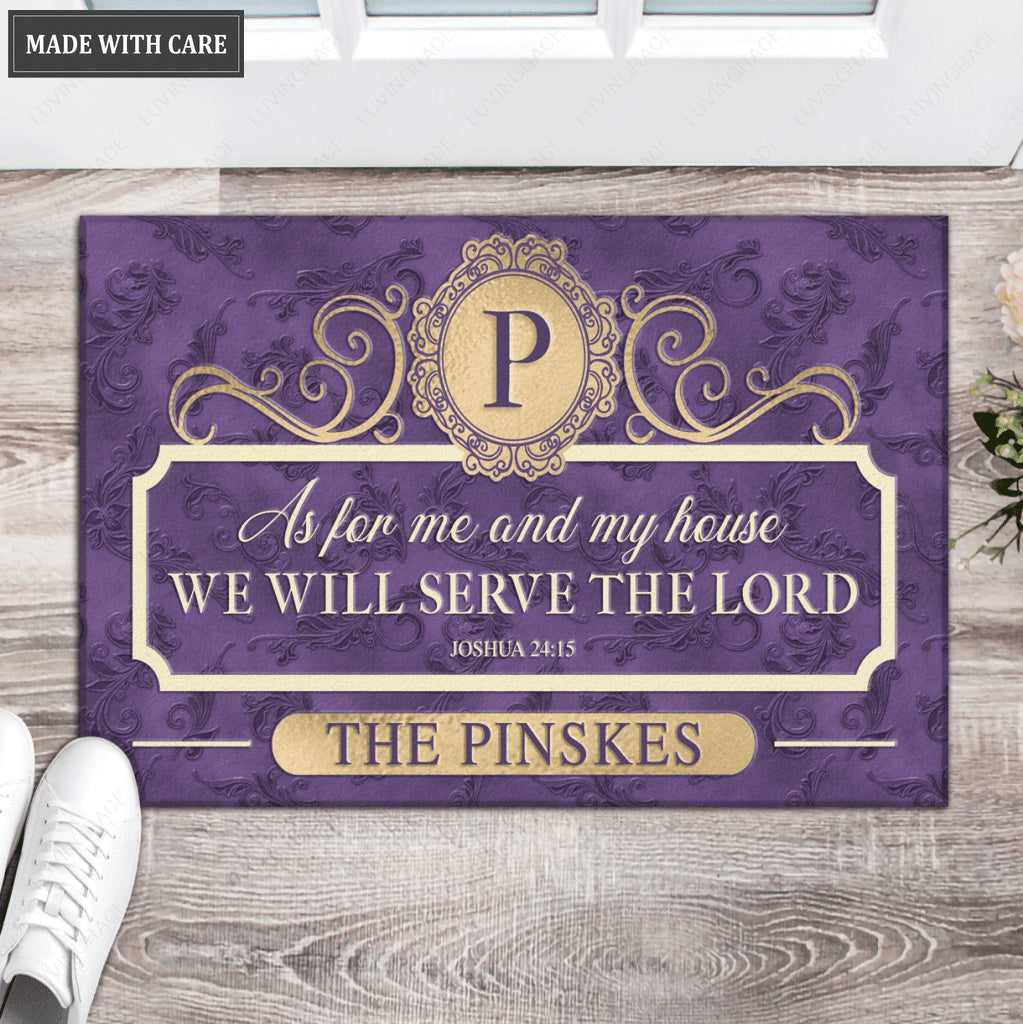 Personalized Gorgeous Purple Serve The Lord Doormat
