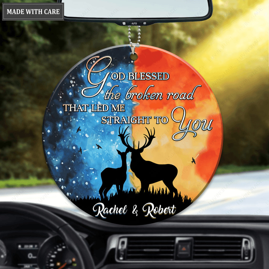 Water And Fire Deer Couple God Blessed Personalized Ornament