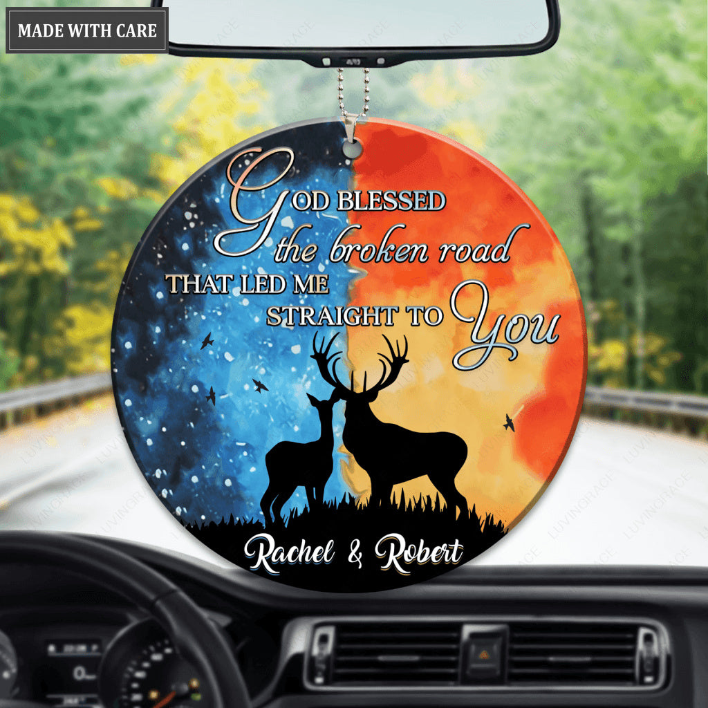 Water And Fire Deer Couple God Blessed Personalized Ornament