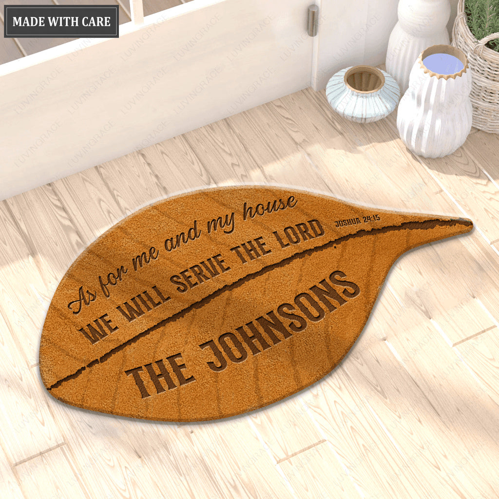 Leaf Shape Serve The Lord Personalized Doormat