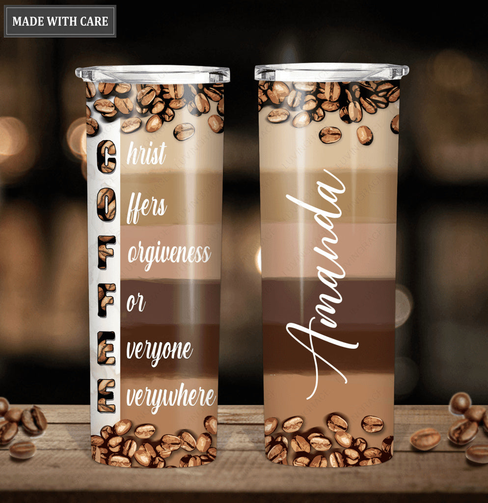 Personalized Coffee Forrgiveness Skinny Tumbler