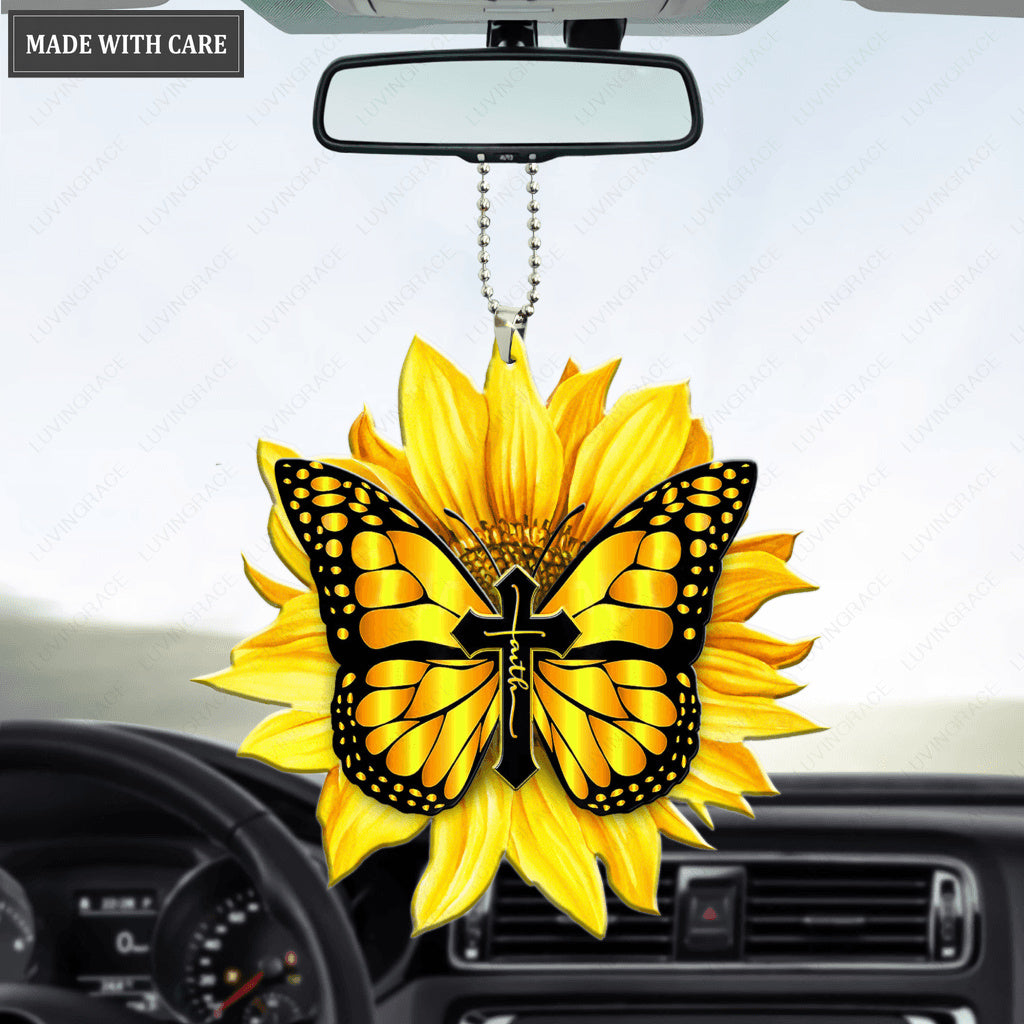 Butterfly On A Sunflower Ornament