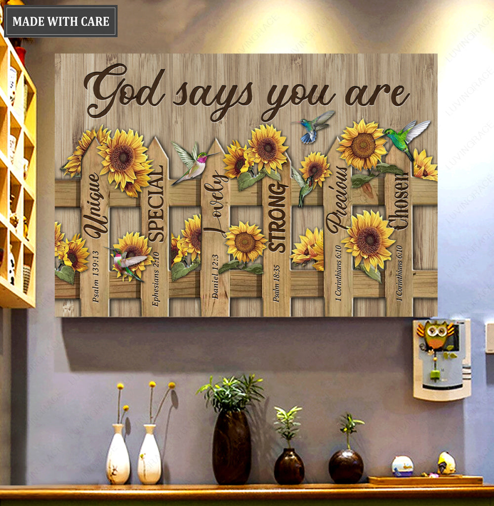 Sunflower Fence God Says You Are Wall Art