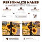 Personalized Name Faith Cross Ornament – Christian Sunflower Keepsake