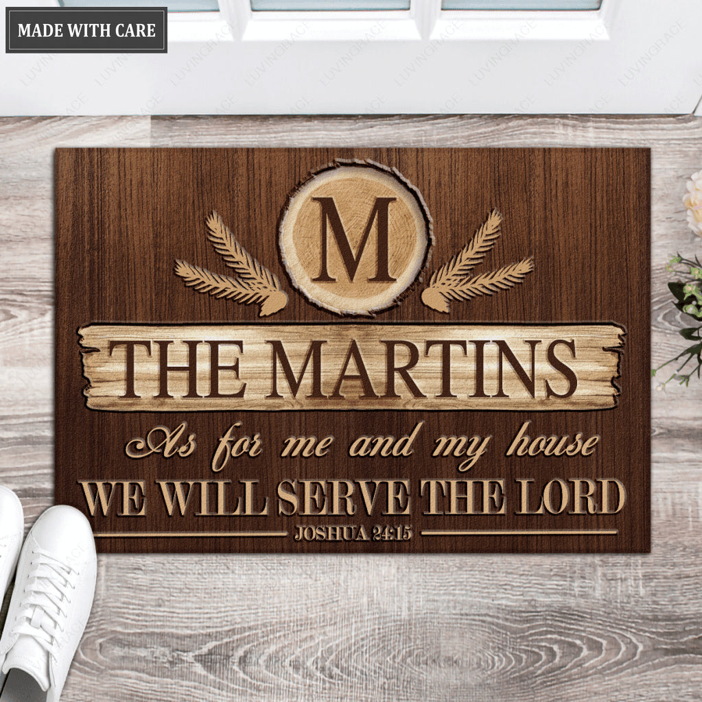 Luvingrace L205 Vintage Wood Monogram Collection As For My House Personalized Doormat