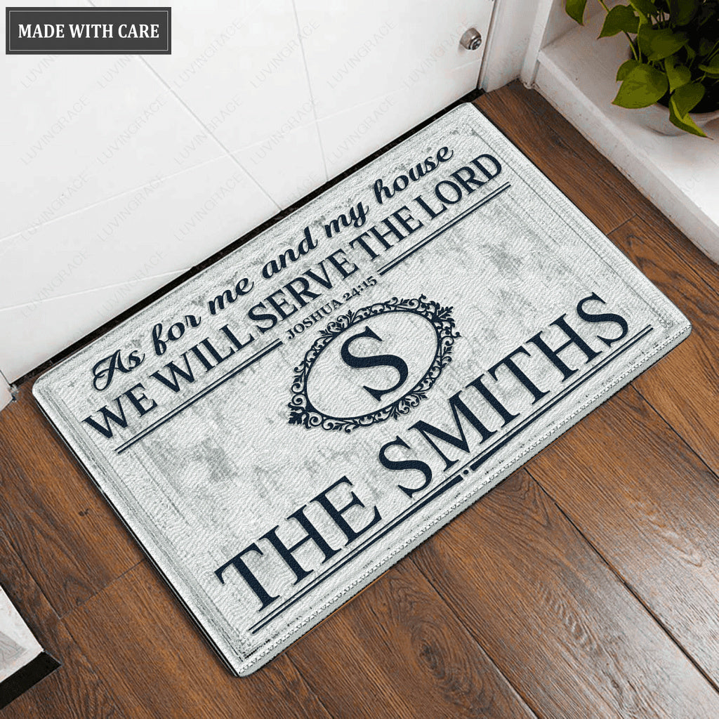 Luvingrace L206 Vintage Monogram Collection As For My House Personalized Doormat