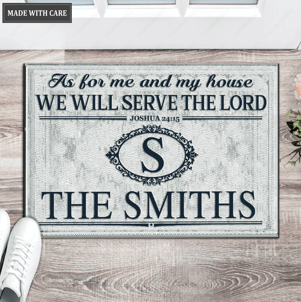 Luvingrace L206 Vintage Monogram Collection As For My House Personalized Doormat