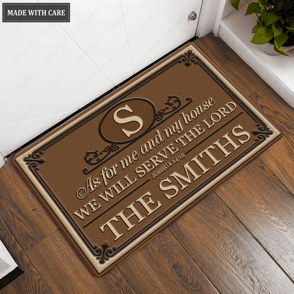 Luvingrace L208 Vintage Monogram Collection As For My House Personalized Doormat