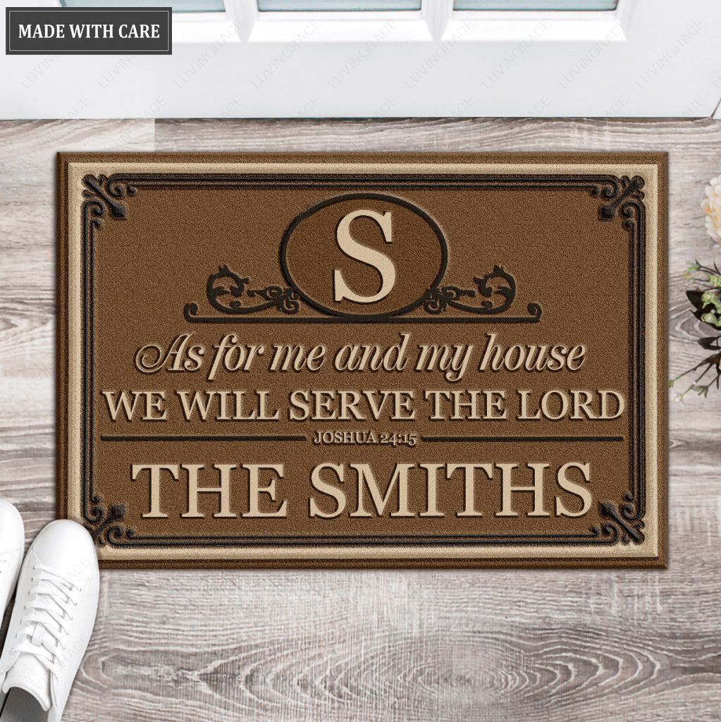 Luvingrace L208 Vintage Monogram Collection As For My House Personalized Doormat