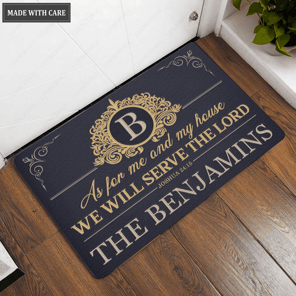 Luvingrace L209 Vintage Monogram Collection As For My House Personalized Doormat