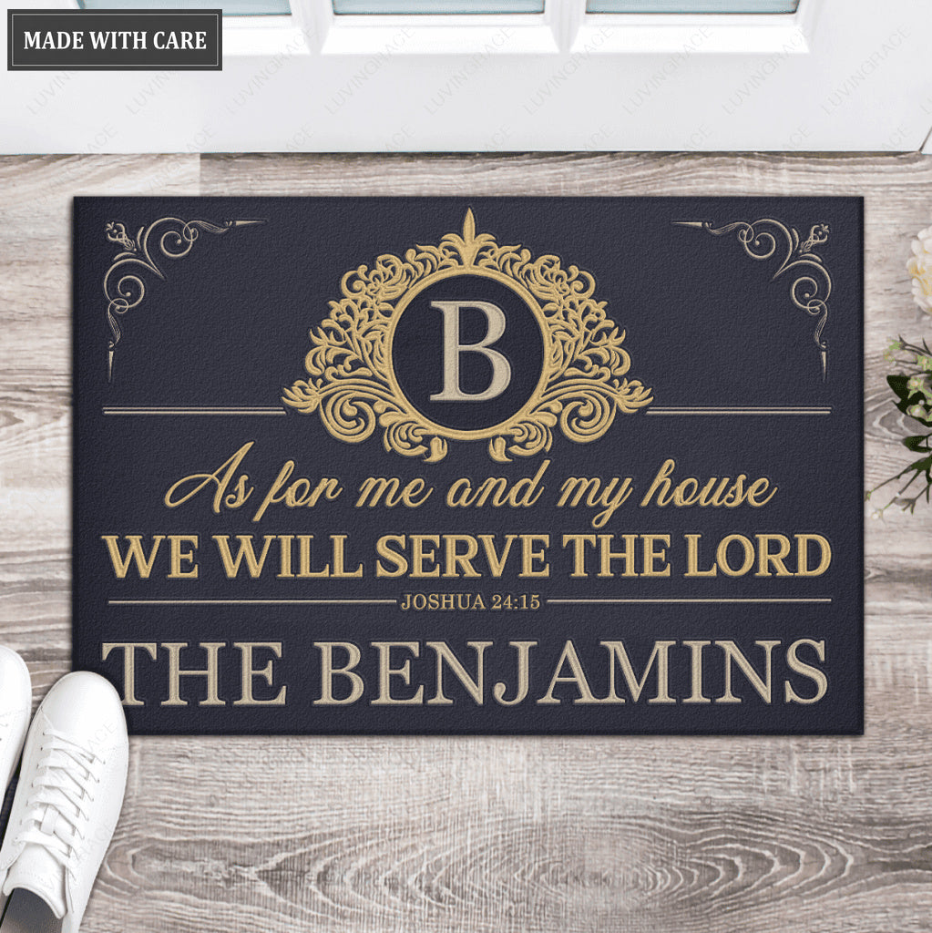 Luvingrace L209 Vintage Monogram Collection As For My House Personalized Doormat