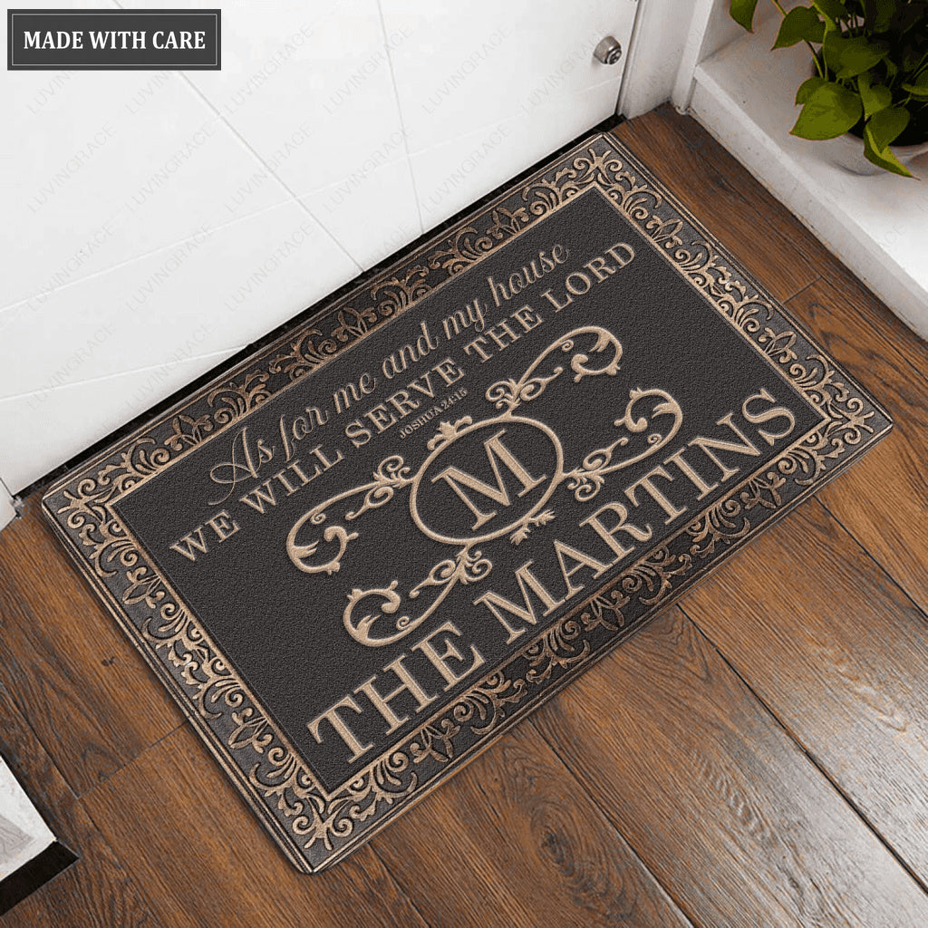 Luvingrace L210 Vintage Monogram Collection As For My House Personalized Doormat