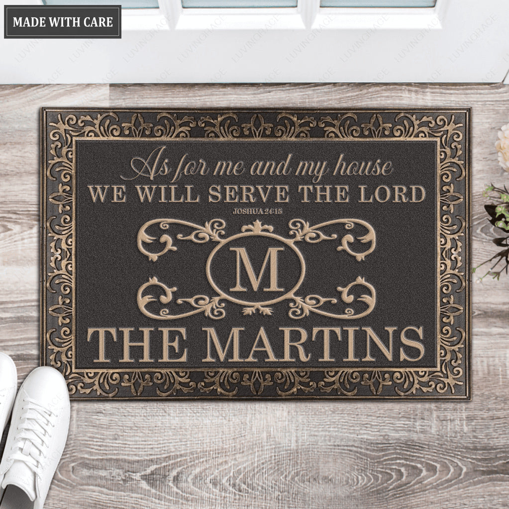 Luvingrace L210 Vintage Monogram Collection As For My House Personalized Doormat