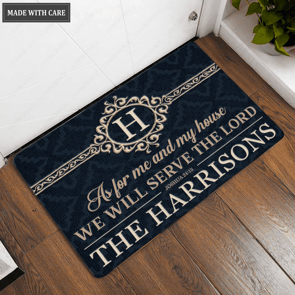 Luvingrace L211 Elegant Vintage Monogram Collection As For My House Personalized Doormat