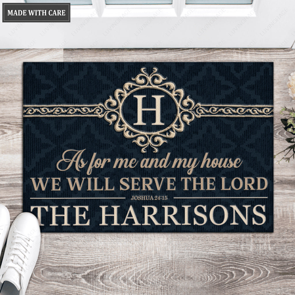 Luvingrace L211 Elegant Vintage Monogram Collection As For My House Personalized Doormat