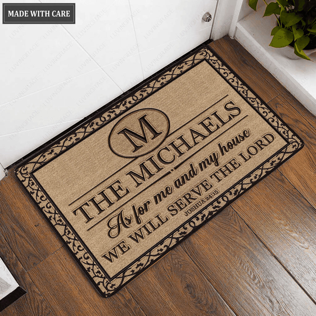 Luvingrace L213 Elegant Vintage Monogram Collection As For My House Personalized Doormat