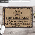 Printfamily L213 Elegant Vintage Monogram Collection As For My House Personalized Doormat