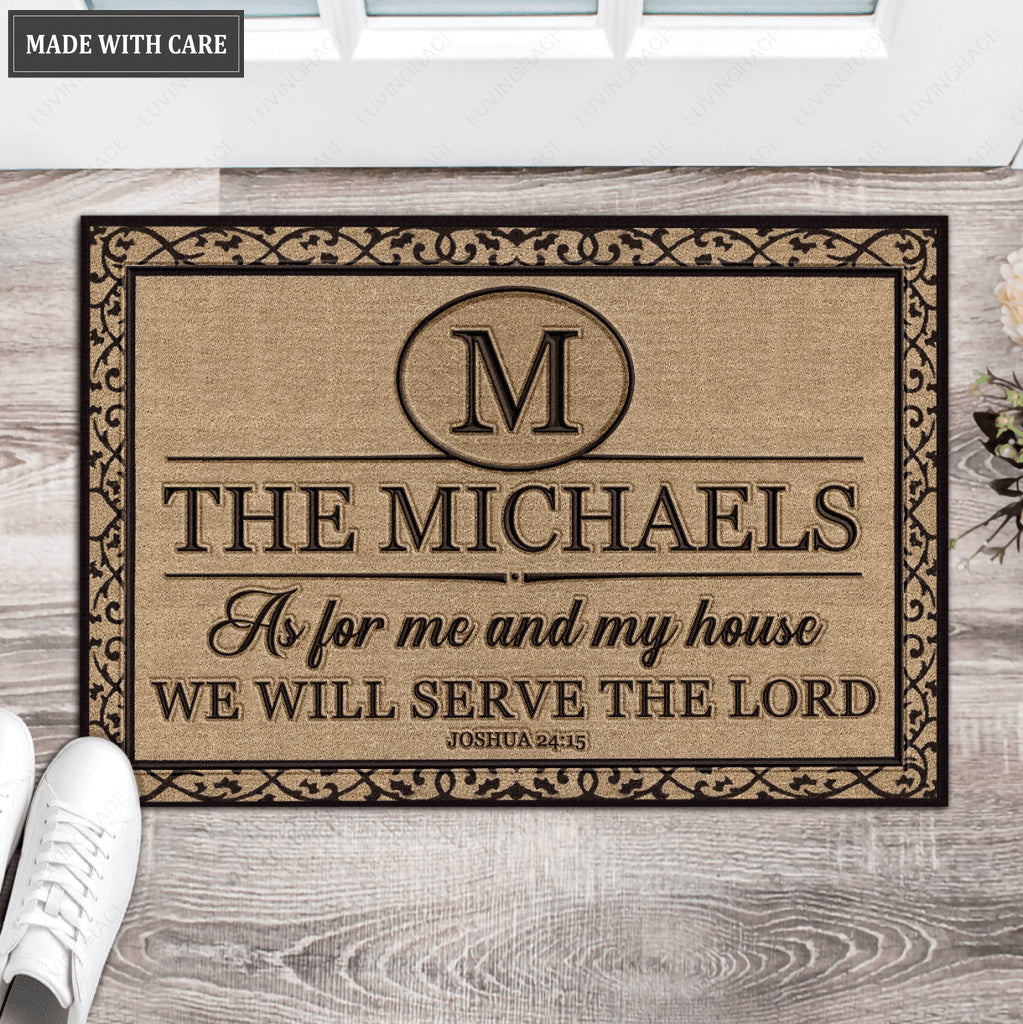 Luvingrace L213 Elegant Vintage Monogram Collection As For My House Personalized Doormat