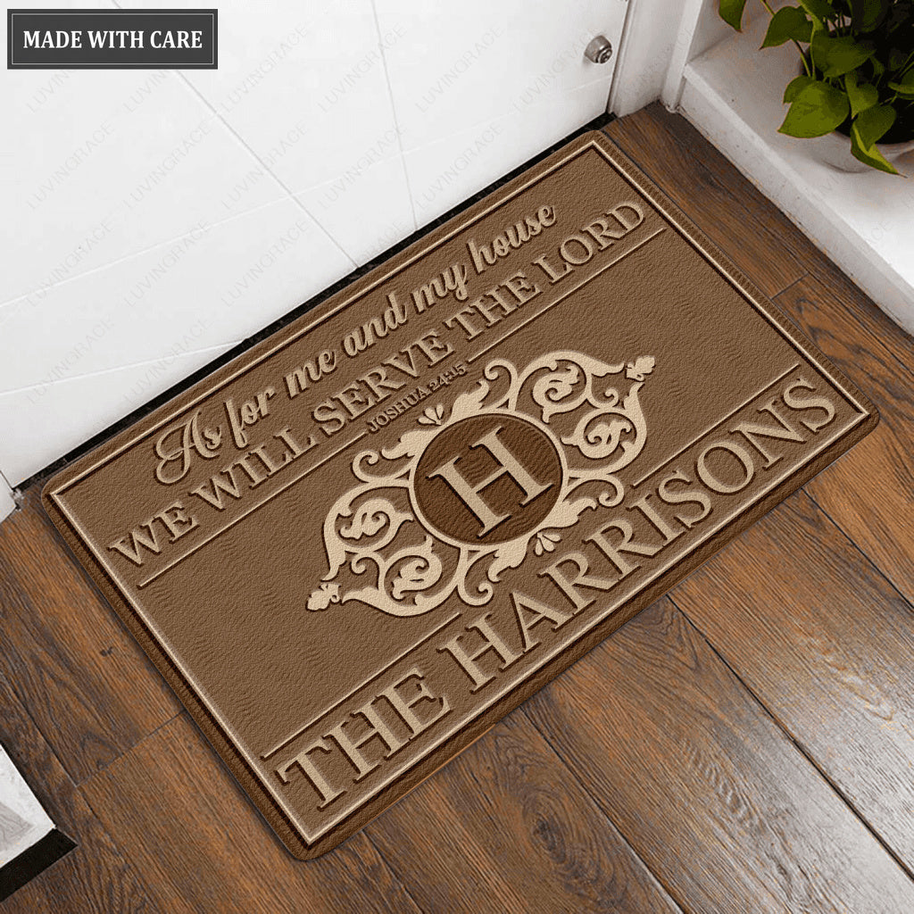 Luvingrace L215 Elegant Vintage Monogram Collection As For My House Personalized Doormat