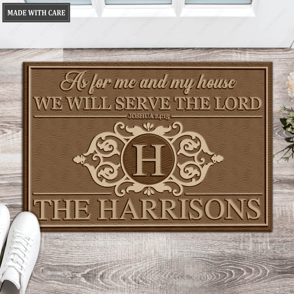 Luvingrace L215 Elegant Vintage Monogram Collection As For My House Personalized Doormat