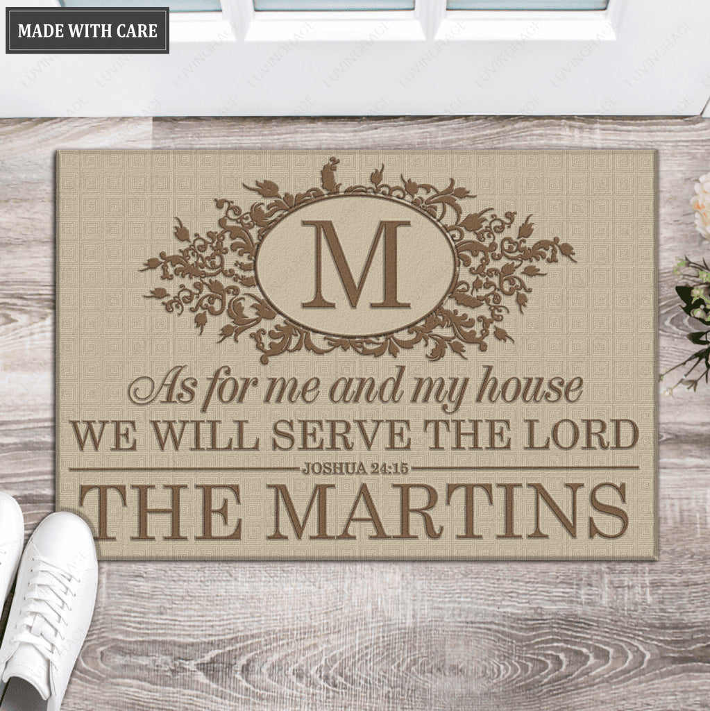 Luvingrace L216 Elegant Vintage Monogram Collection As For My House Personalized Doormat