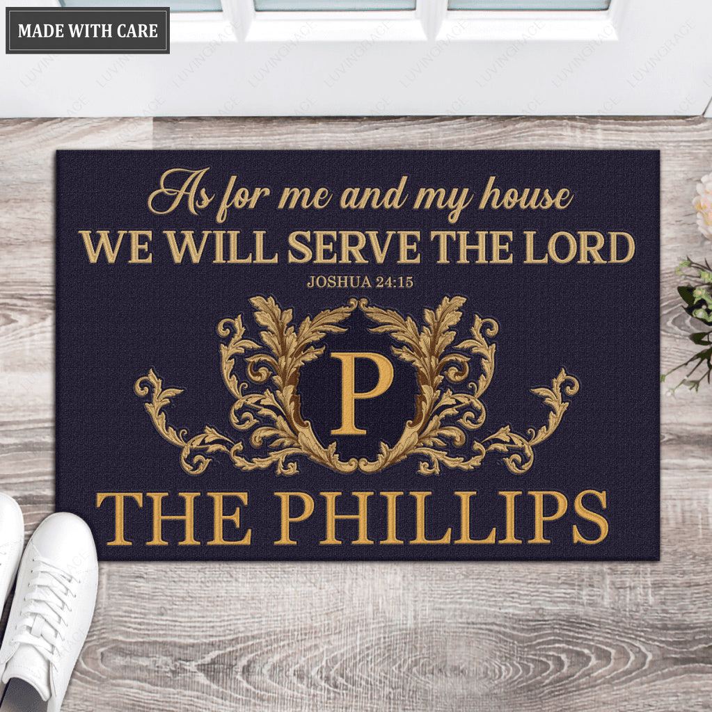 Luvingrace L218 Luxury Vintage Monogram Collection As For My House Personalized Doormat