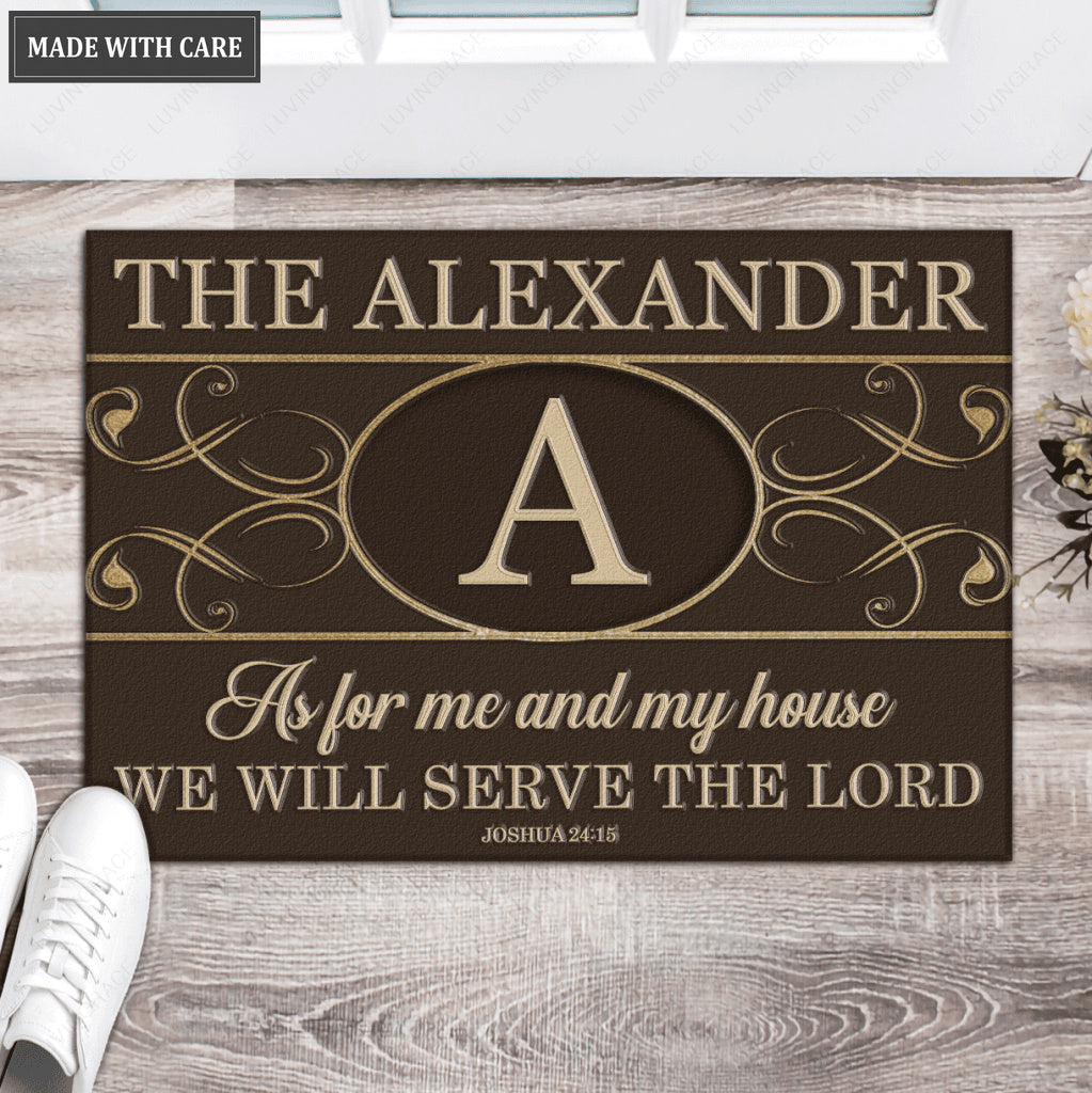 Luvingrace L219 Luxury Vintage Monogram Collection As For My House Personalized Doormat