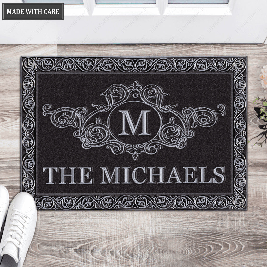 Luvingrace L220 Elegant Vintage Monogram Collection Family Name Personalized Doormat