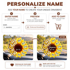 Personalized Names You Are Butterflies and Sunflower Car Ornament - Faith Gift for Her