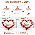 Personalized Romantic Christian Heart Ornament – Custom Names God Blessed Heart Car Ornament - Anniversary Gift for Couples, Gift for Wedding