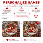 Personalized Christmas Mittens Couple Ornament – Custom Names Romantic Gift