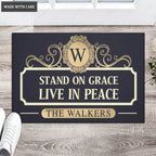 Elegant Navy Family Home Personalized Doormat