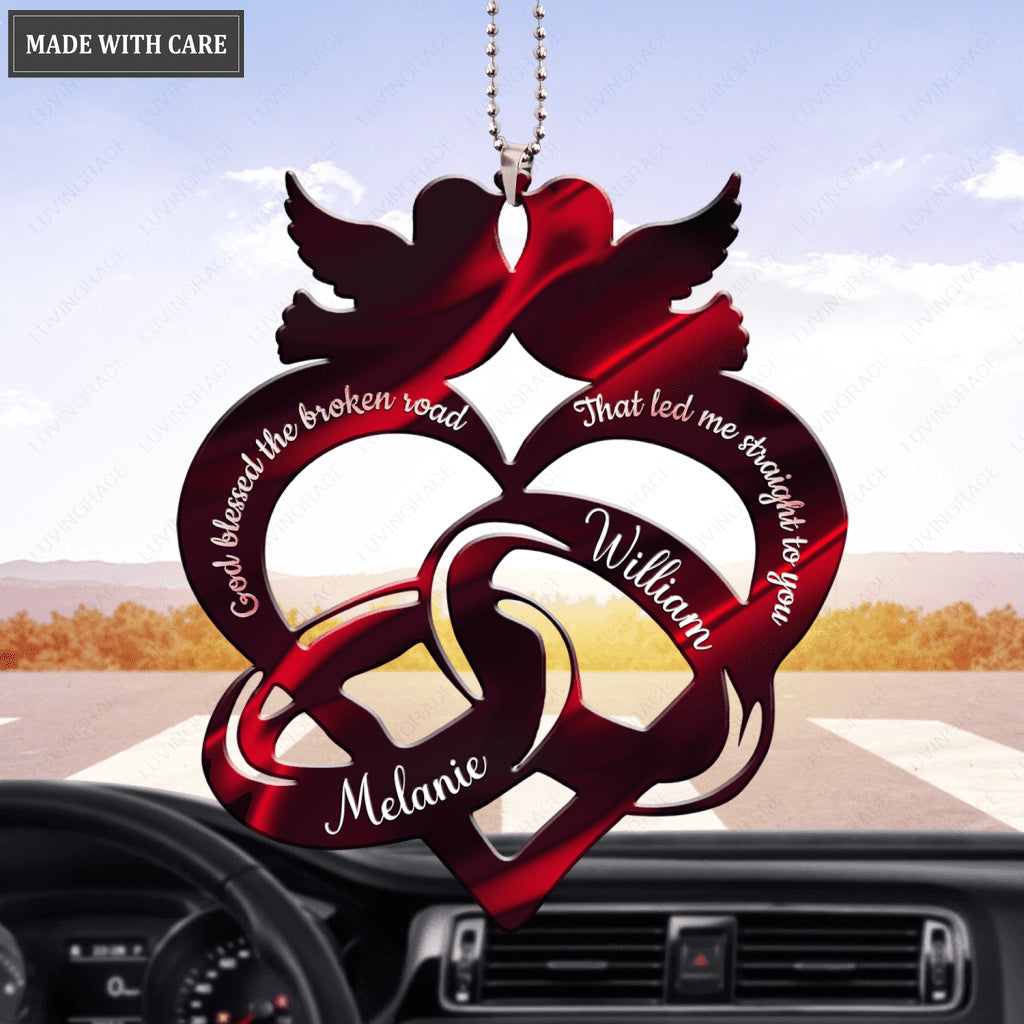 Birds With Couple Rings God Blessed Personalized Ornament