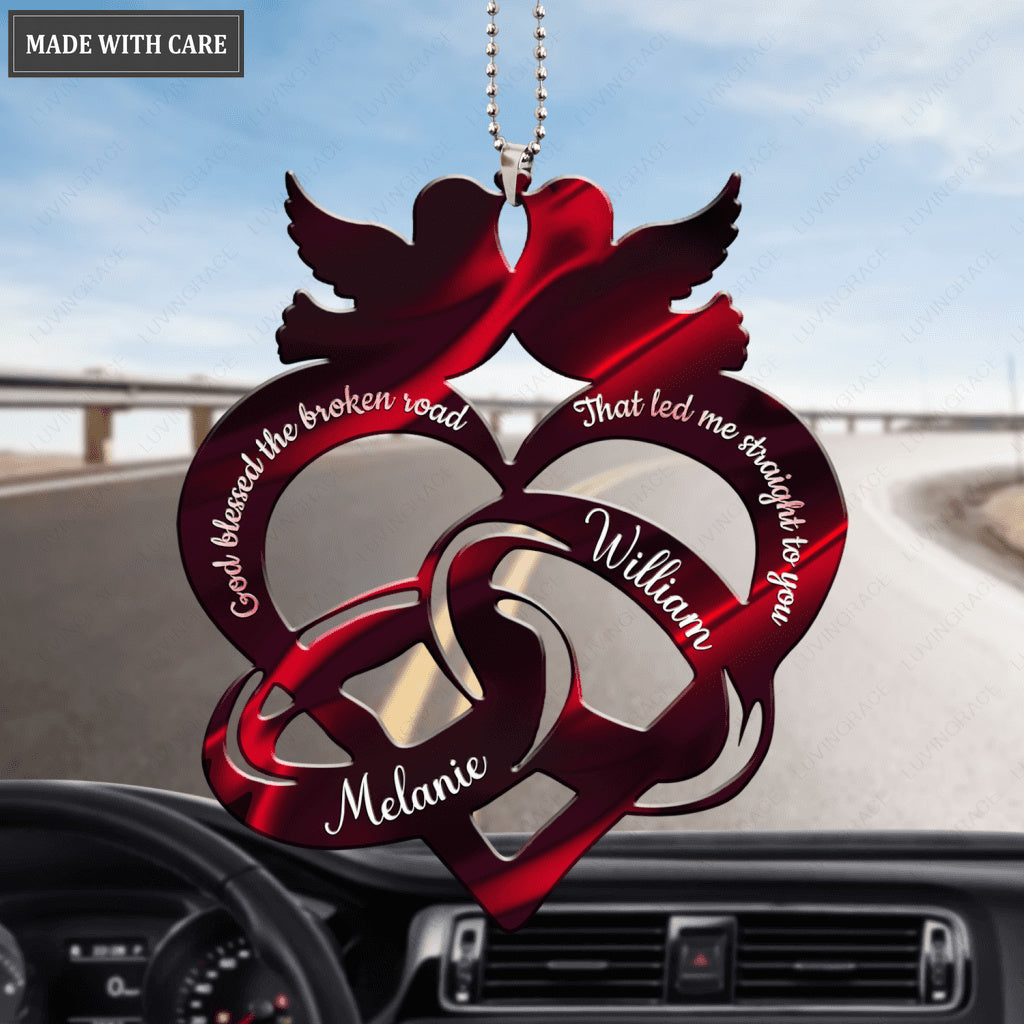 Birds With Couple Rings God Blessed Personalized Ornament