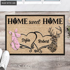 Buck And Doe Home Sweet Home Personalized Doormat