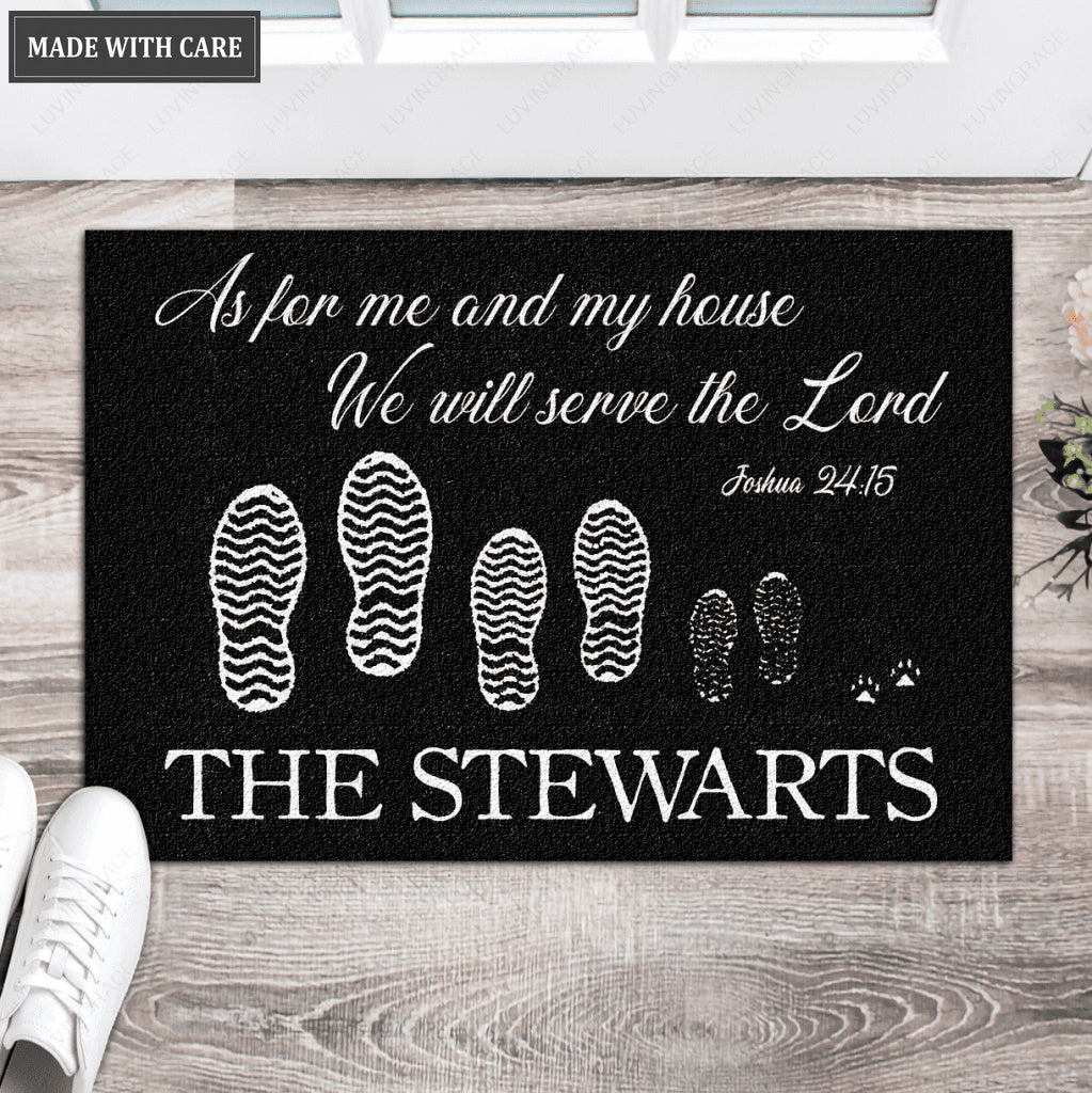 Personalized Our Family Serve The Lord Elegant Doormat