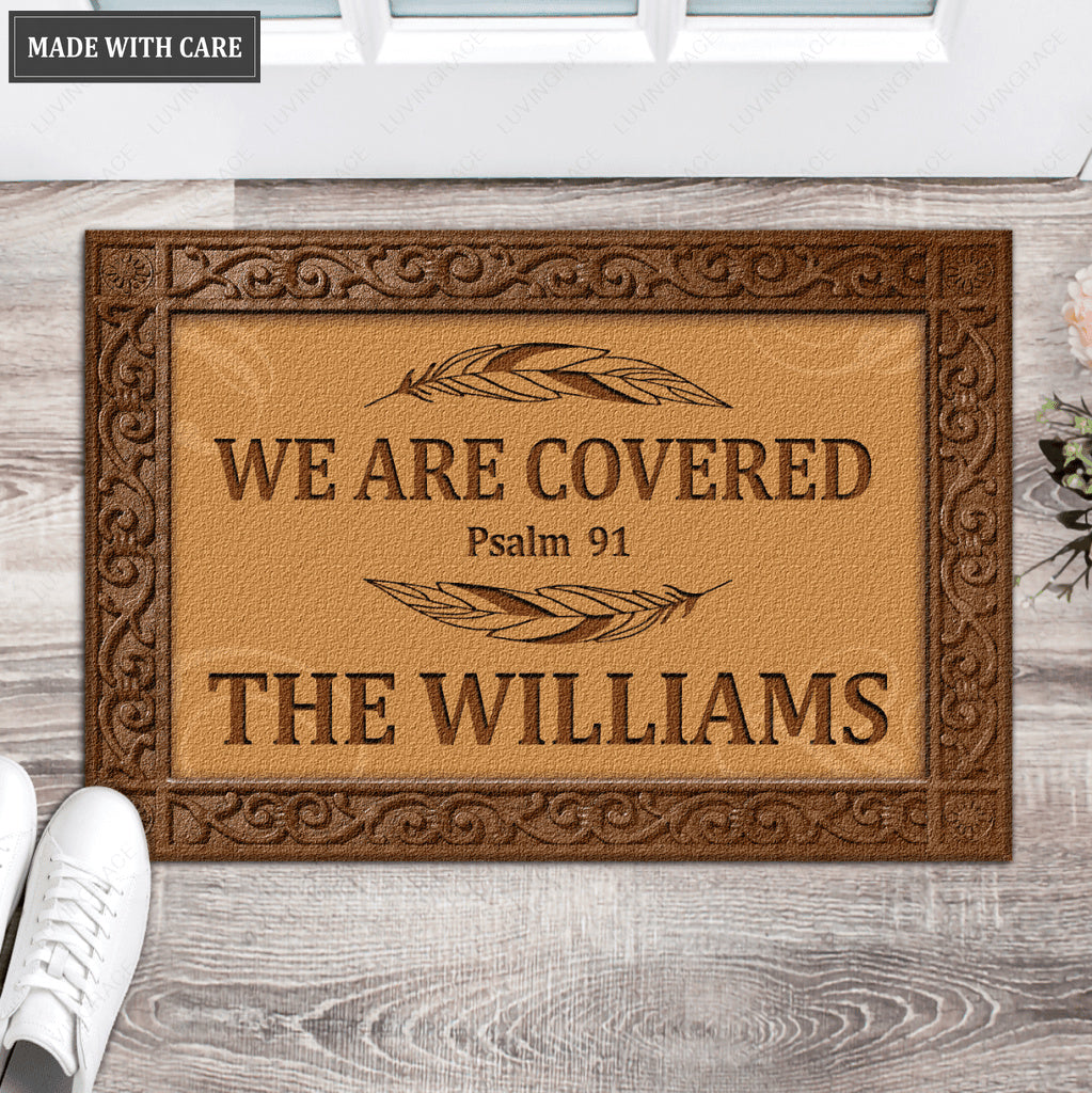 Elegant We are Covered Personalized Doormat