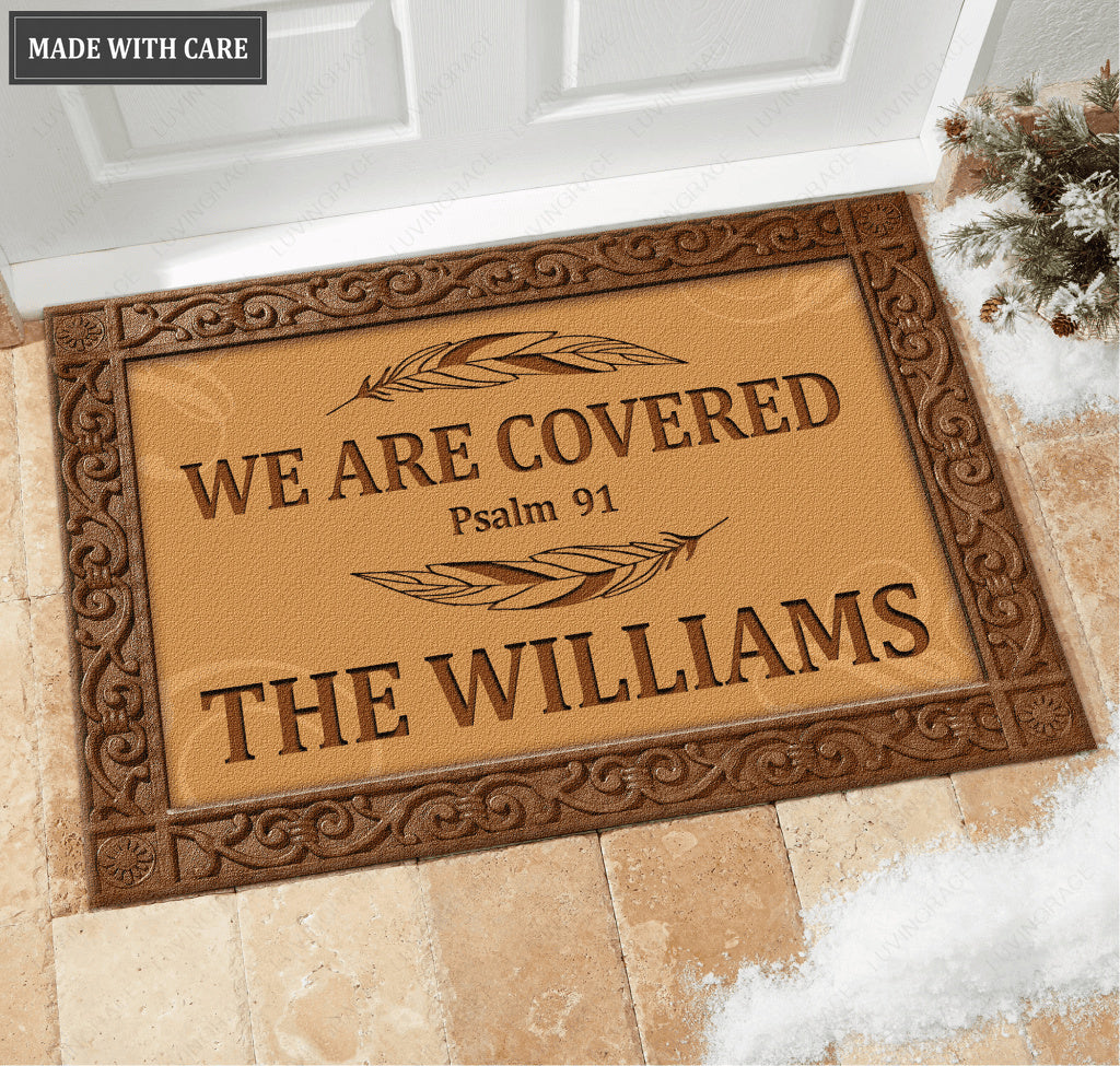 Elegant We are Covered Personalized Doormat