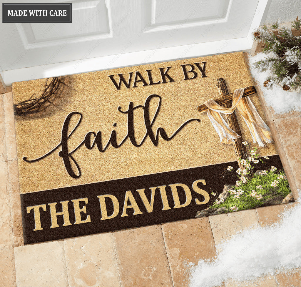Walk By Faith Personalized Doormat