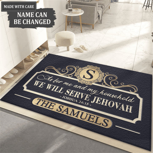 As For Me And My Household We Will Serve Jehovah Personalized Doormat