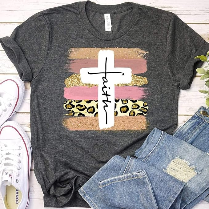 Faith Cross - Graphic Print Christian T-Shirt