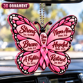 3D Raised Pink Butterfly Breast Cancer Survivor Ornament – Bible Verse Gift For Her