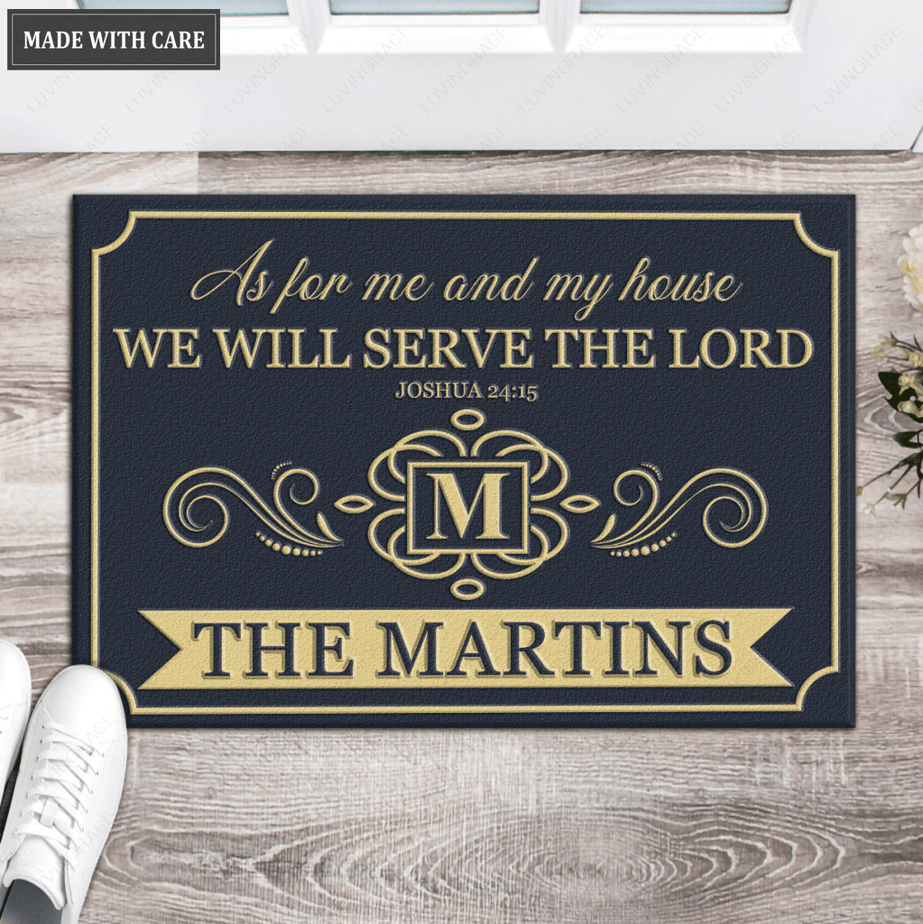 Vintage Monogram As For My House Personalized Family Doormat