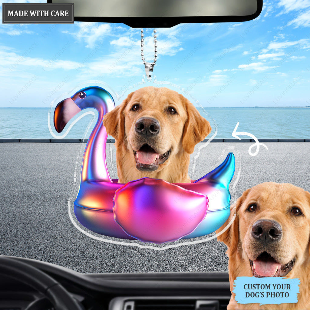 Summer Beach Flamingo Swimming Float Pet Ornament - Personalized Car Hanging Ornament