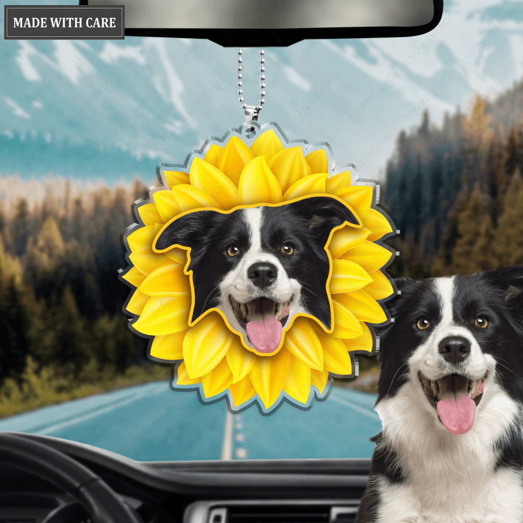 Sunflower Dog Ornament - Personalized Car Hanging Ornament