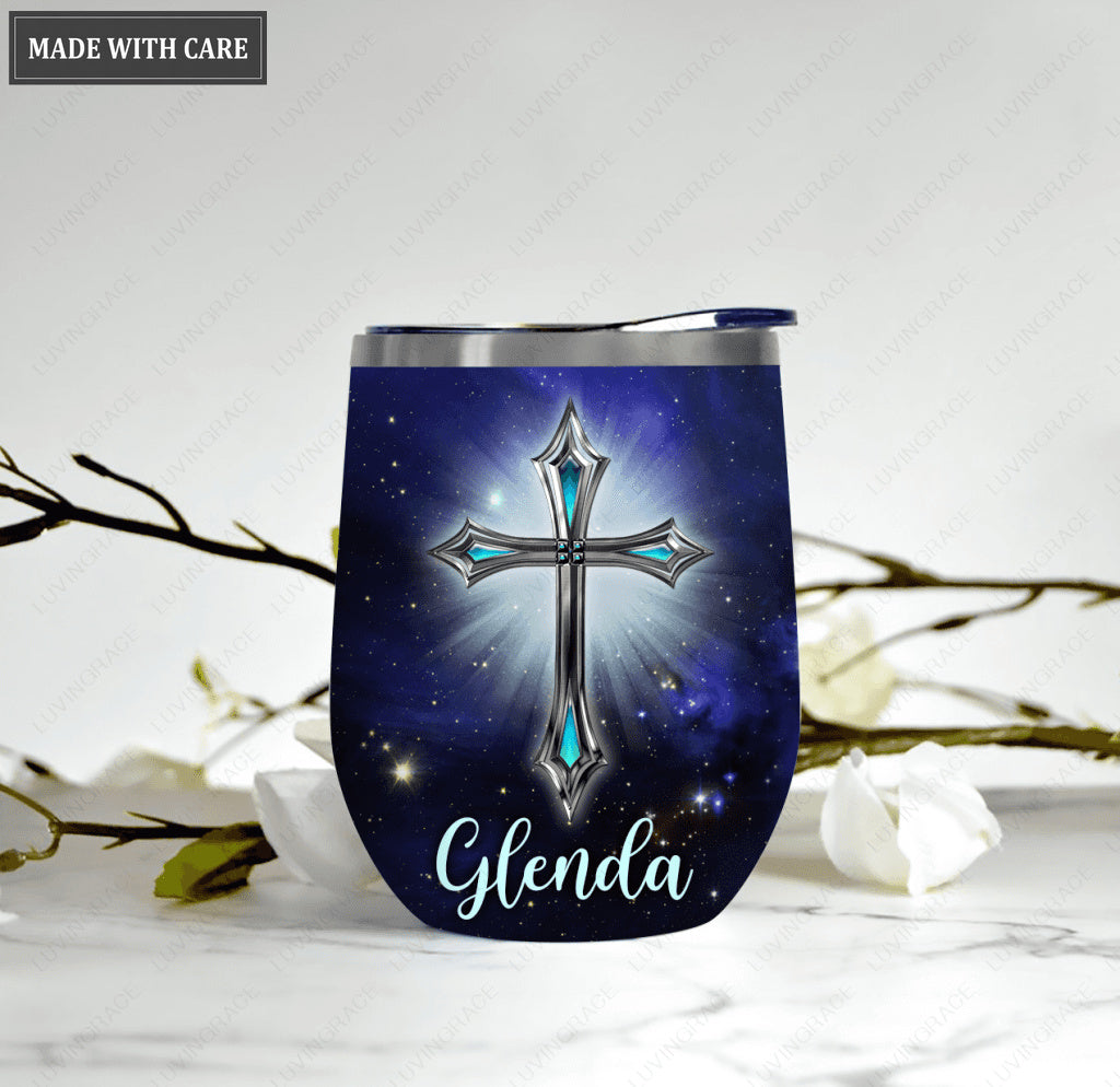 Personalized Galaxy Cross Way Maker Wine Tumbler