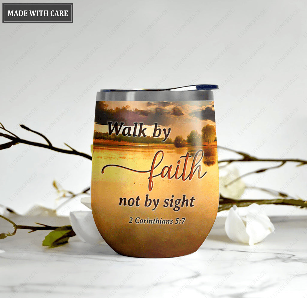 Sunset Jesus Walks Wine Tumbler