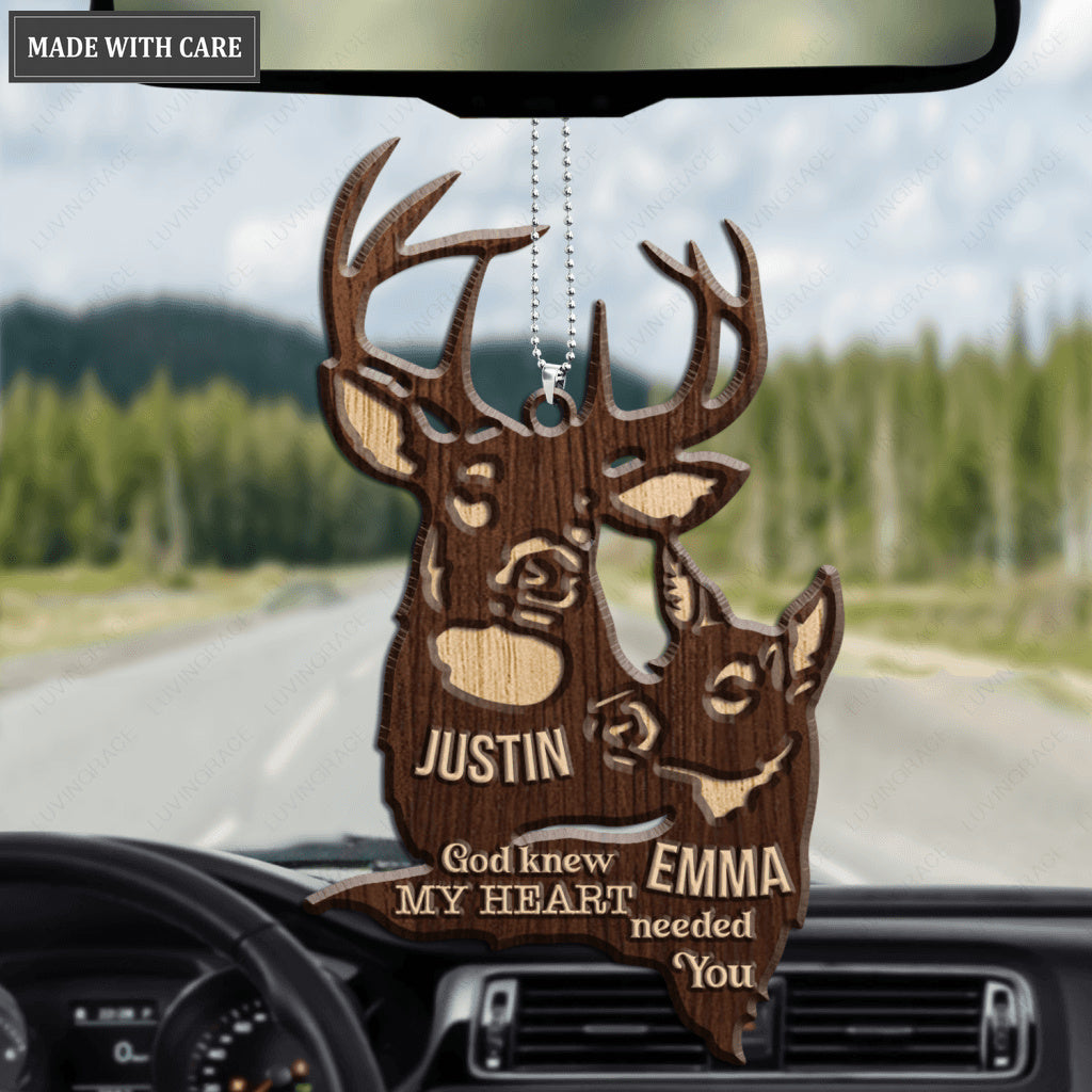 Deer Couple God Knew My Heart Needed You Personalized Wood Engraved Ornaments